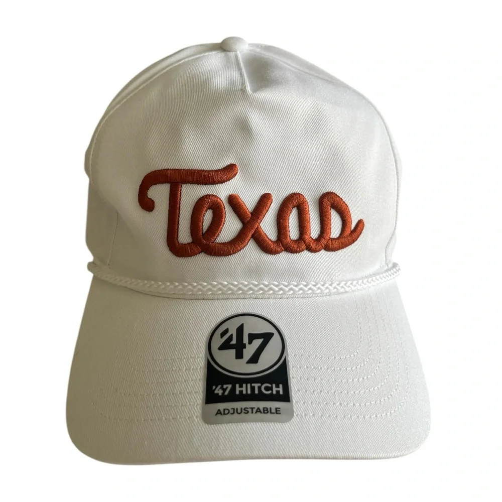 NWOT - ‘47 Hitch Relaxed Fit Adjustable White Texas Longhorns Snapback Hat